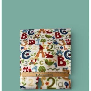 Quilt Craft Sewing Fleece Fabric ABC 123‎ Animals Baby Nursery Multicolor Soft